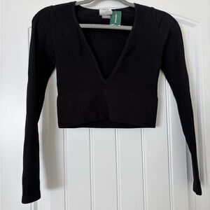 Simons Black V-Neck Crop Top